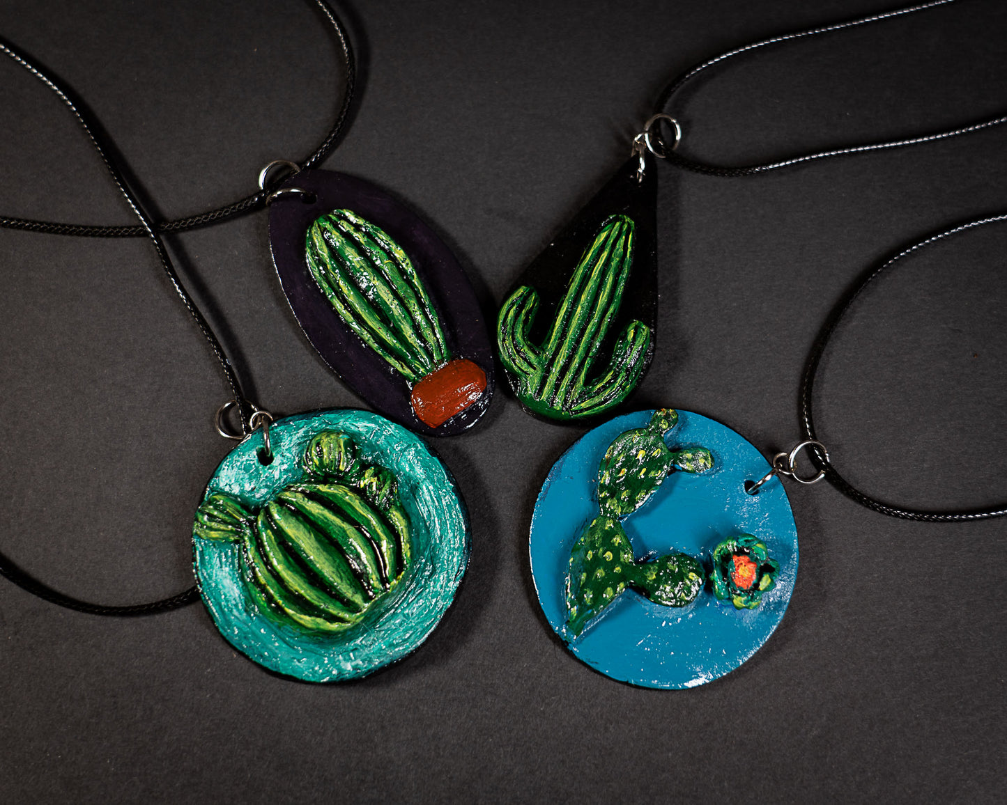 Handmade Clay Cacti Pendants