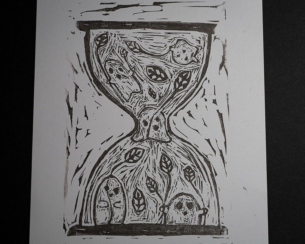 The Ghostie Hour - Linocut