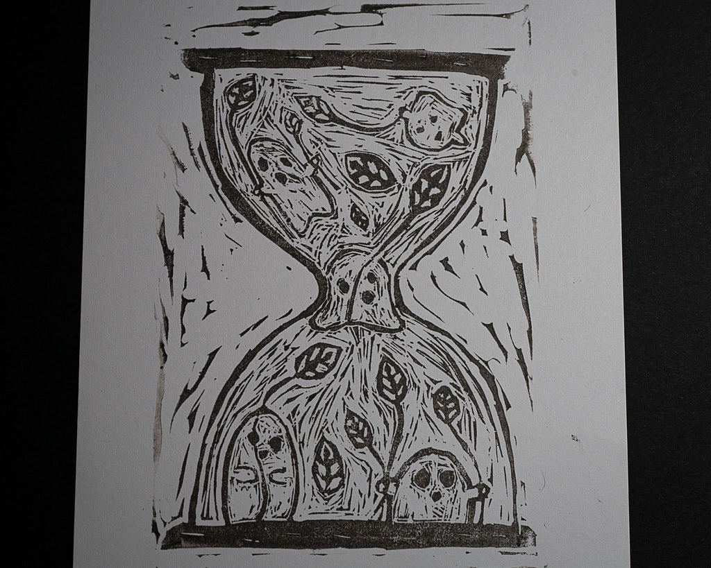 The Ghostie Hour - Linocut