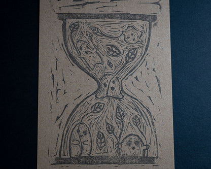 The Ghostie Hour - Craft Linocut