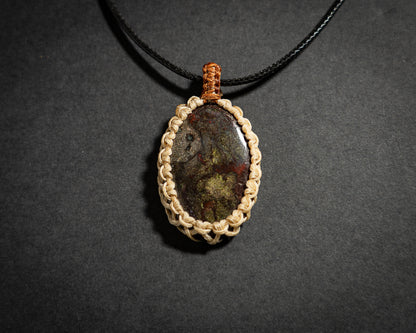 Macrame Dragonblood Jasper Medallion