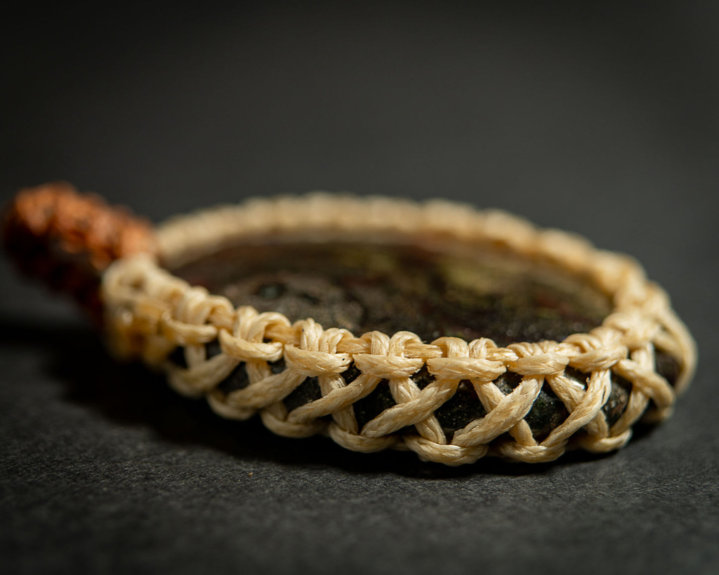 Macrame Dragonblood Jasper Medallion