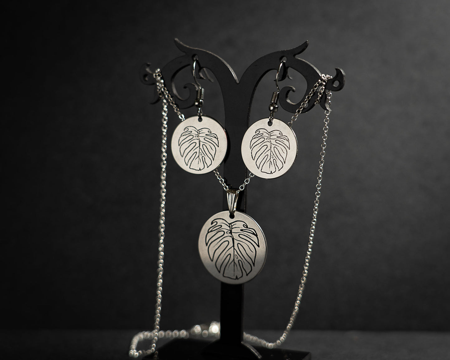 Monstera Earring and Necklace set