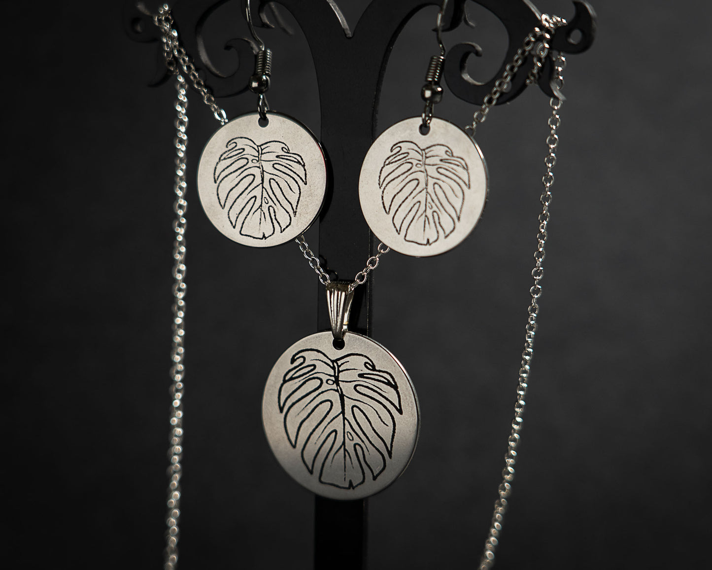 Monstera Earring and Necklace set