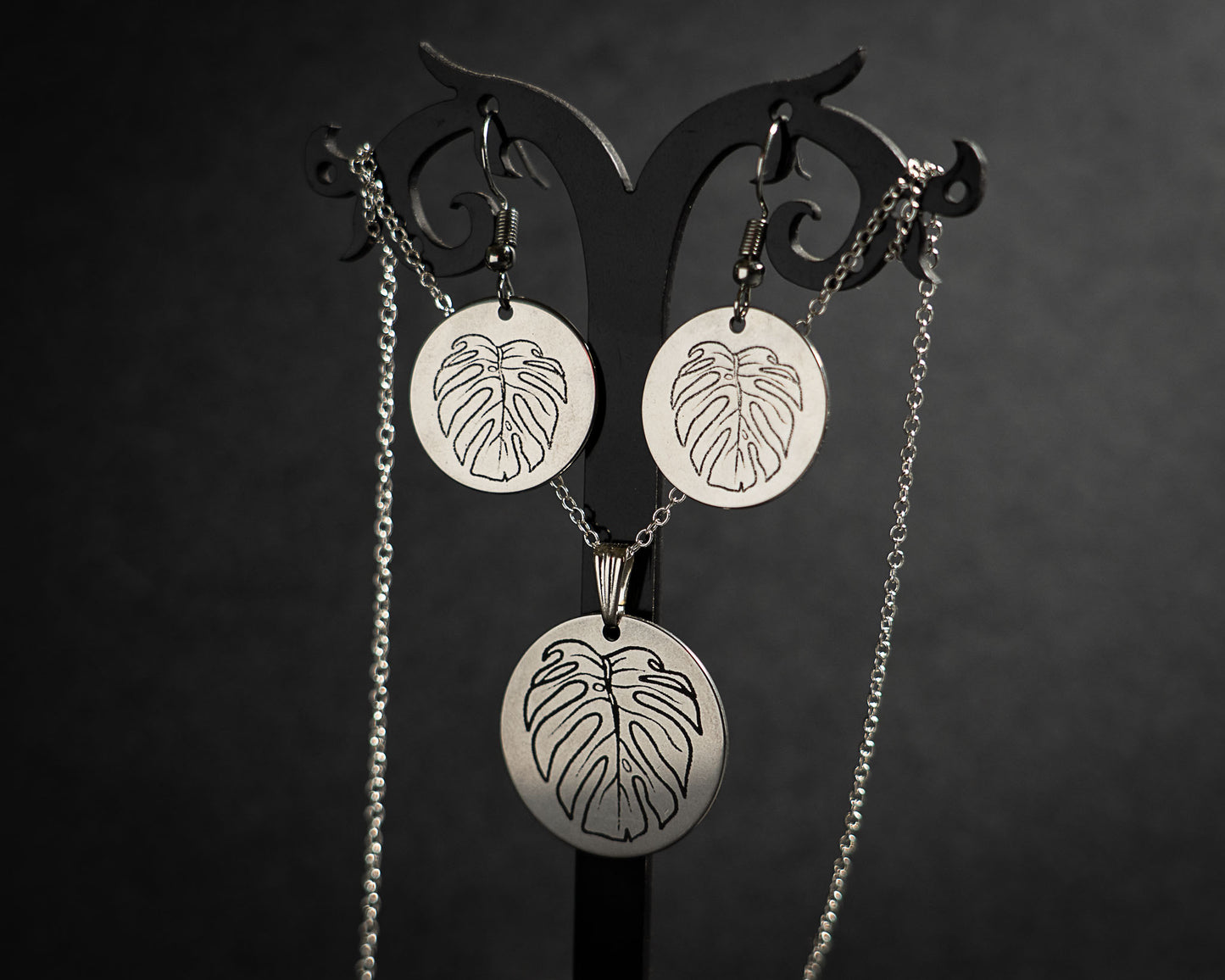 Monstera Earring and Necklace set