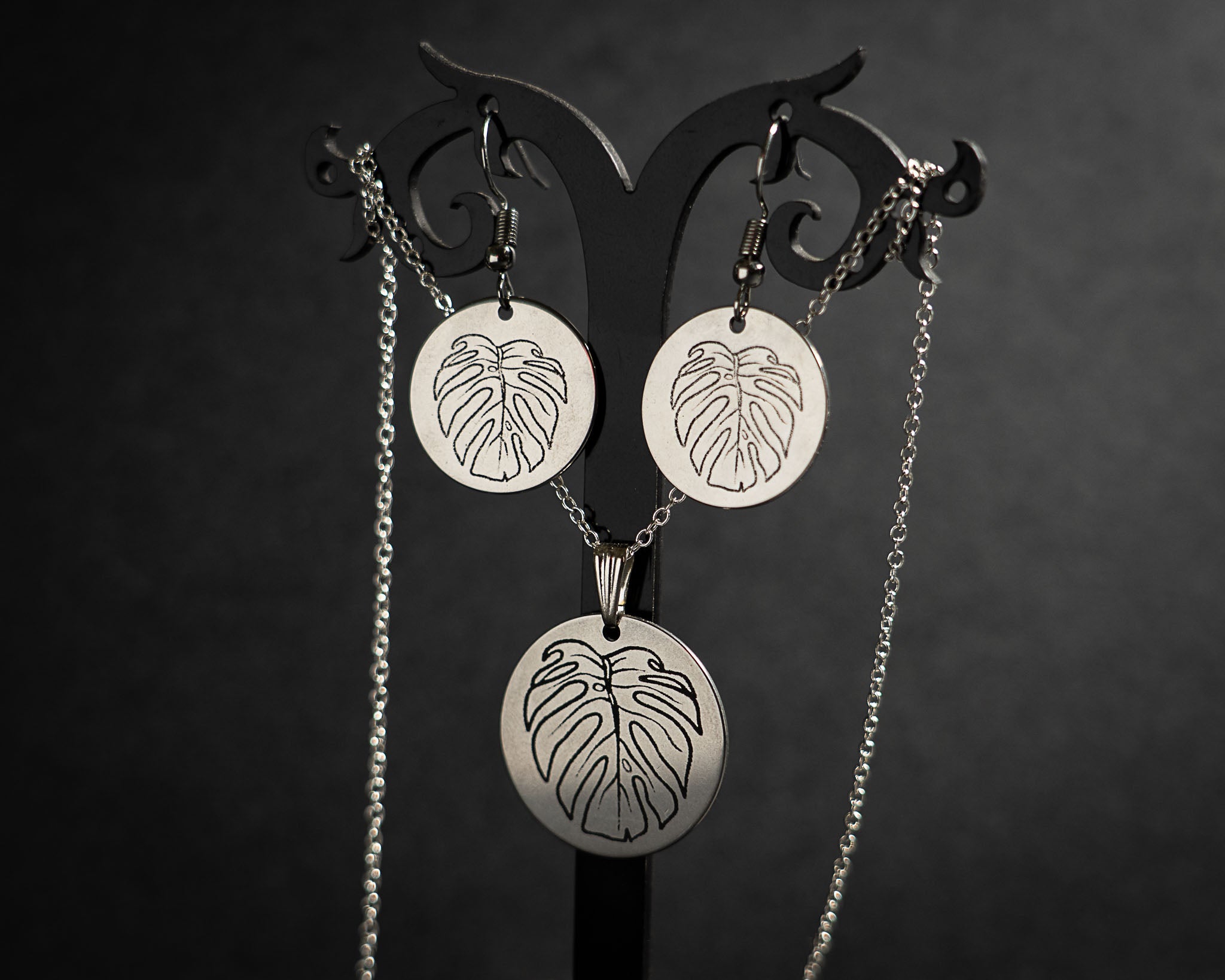 Monstera Earring and Necklace set