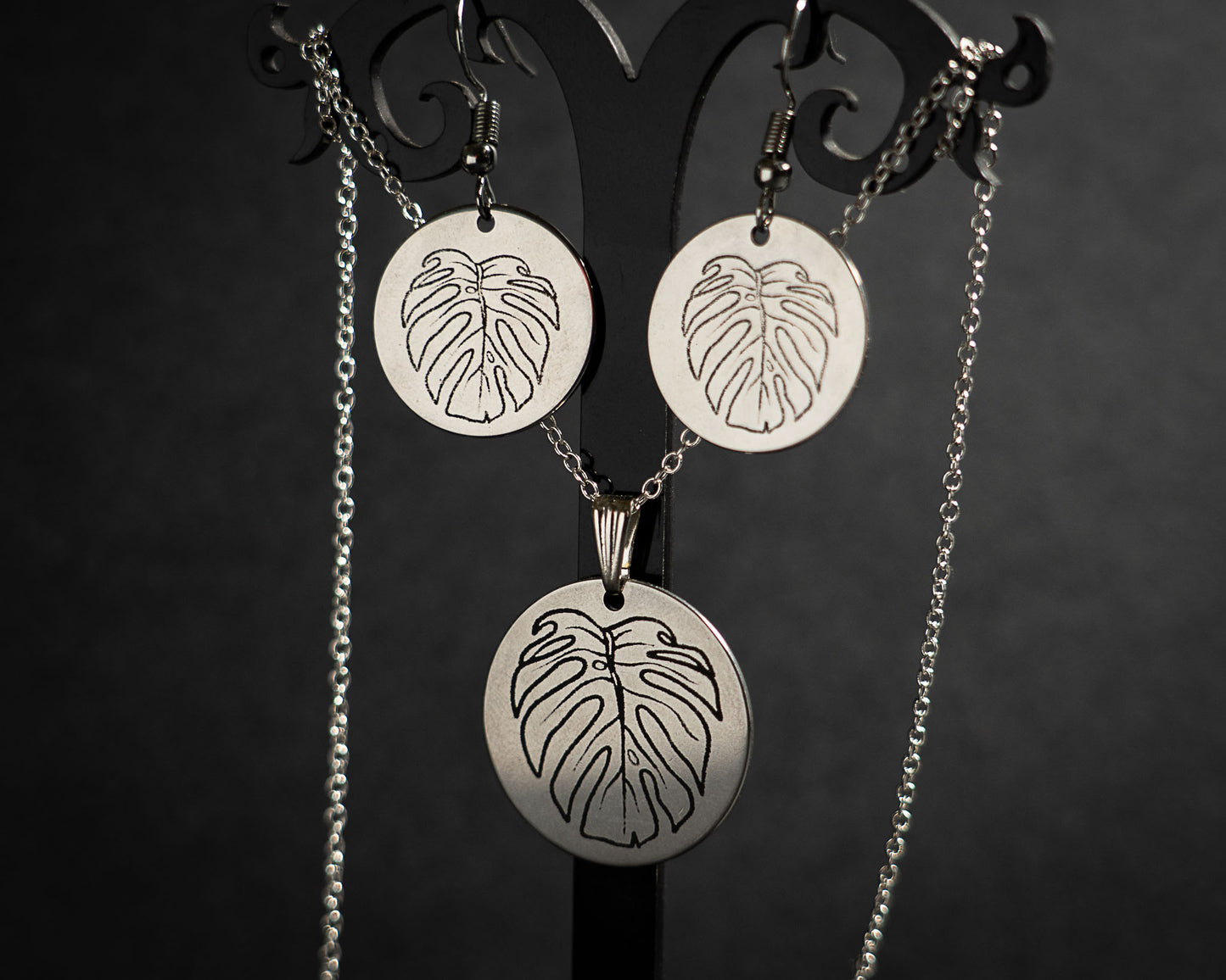 Monstera Earring and Necklace set