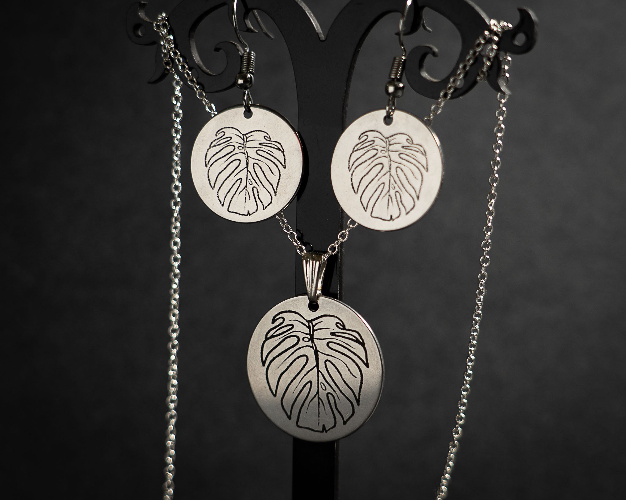 Monstera Earring and Necklace set