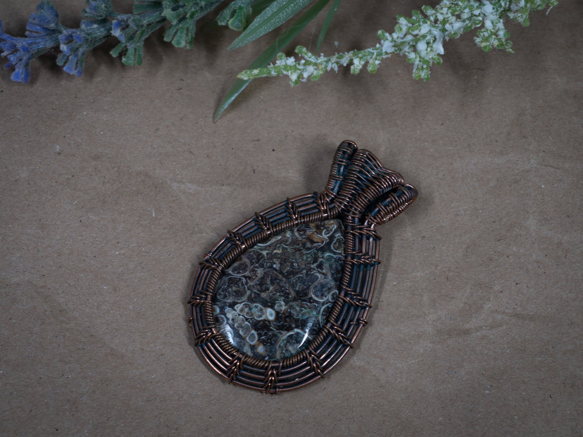 Turritella Agate Pendant