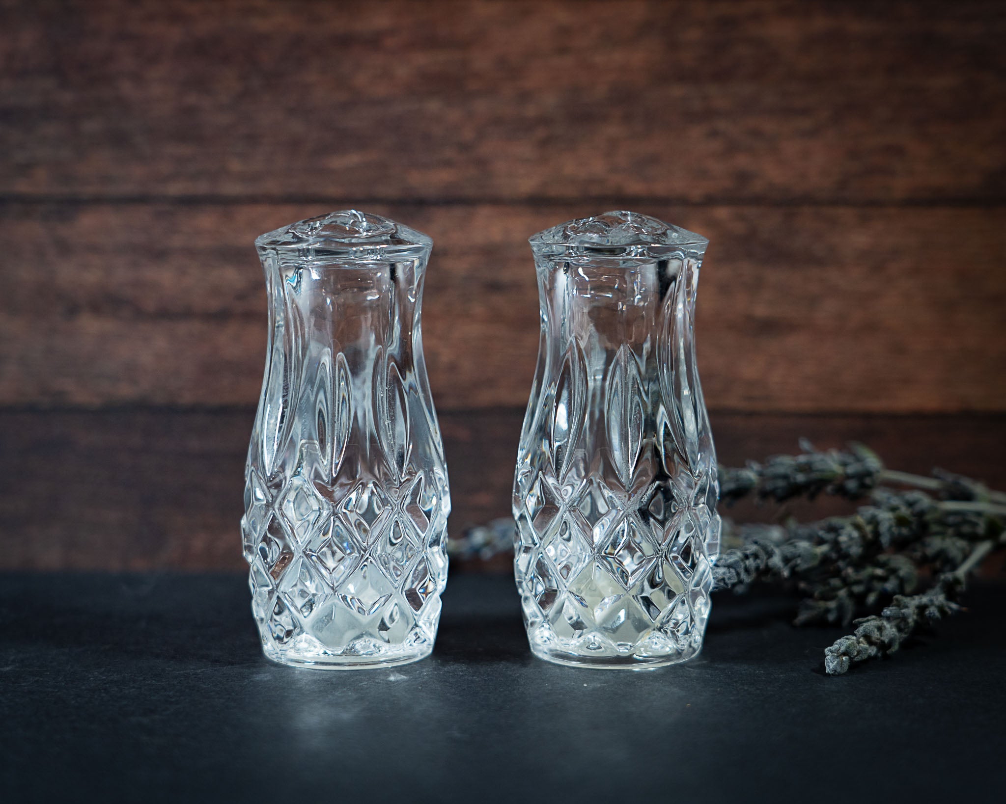 Vintage Crystal Salt and Pepper Shakers