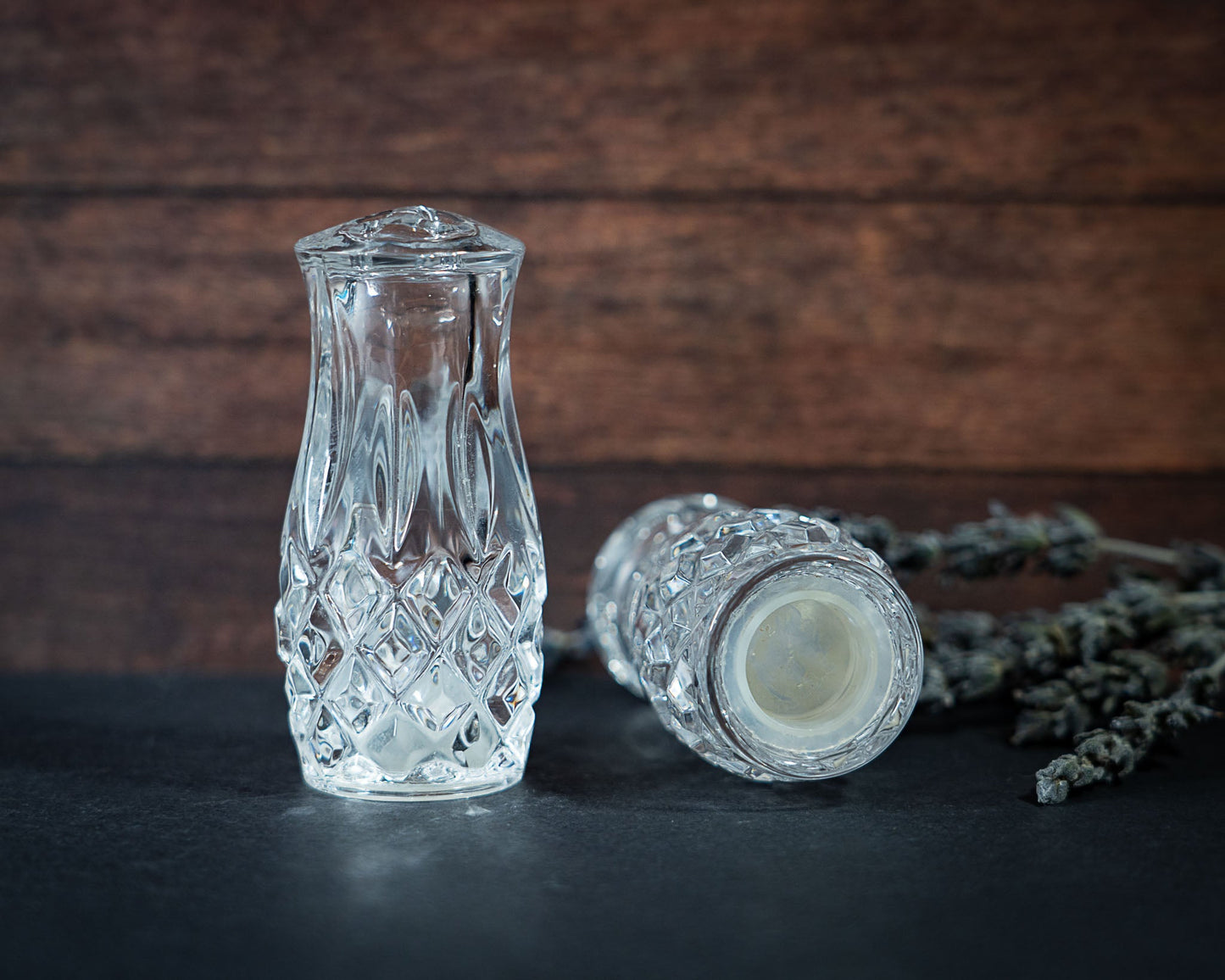 Vintage Crystal Salt and Pepper Shakers