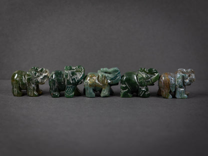 Moss Agate Elephants