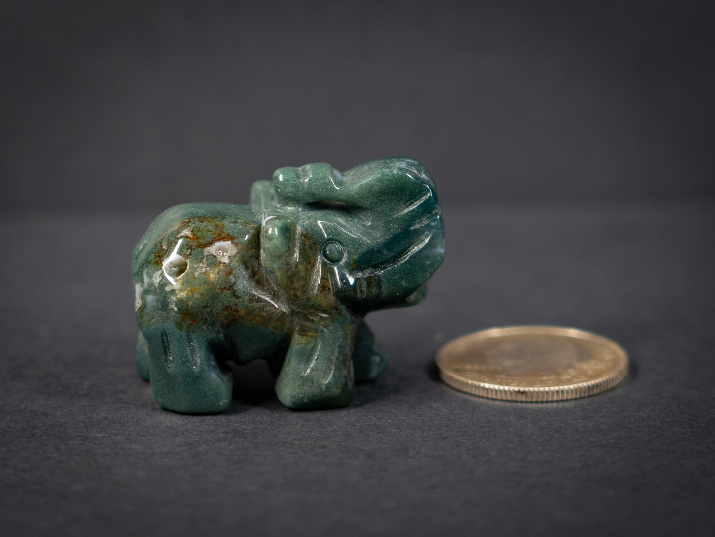 Moss Agate Elephants