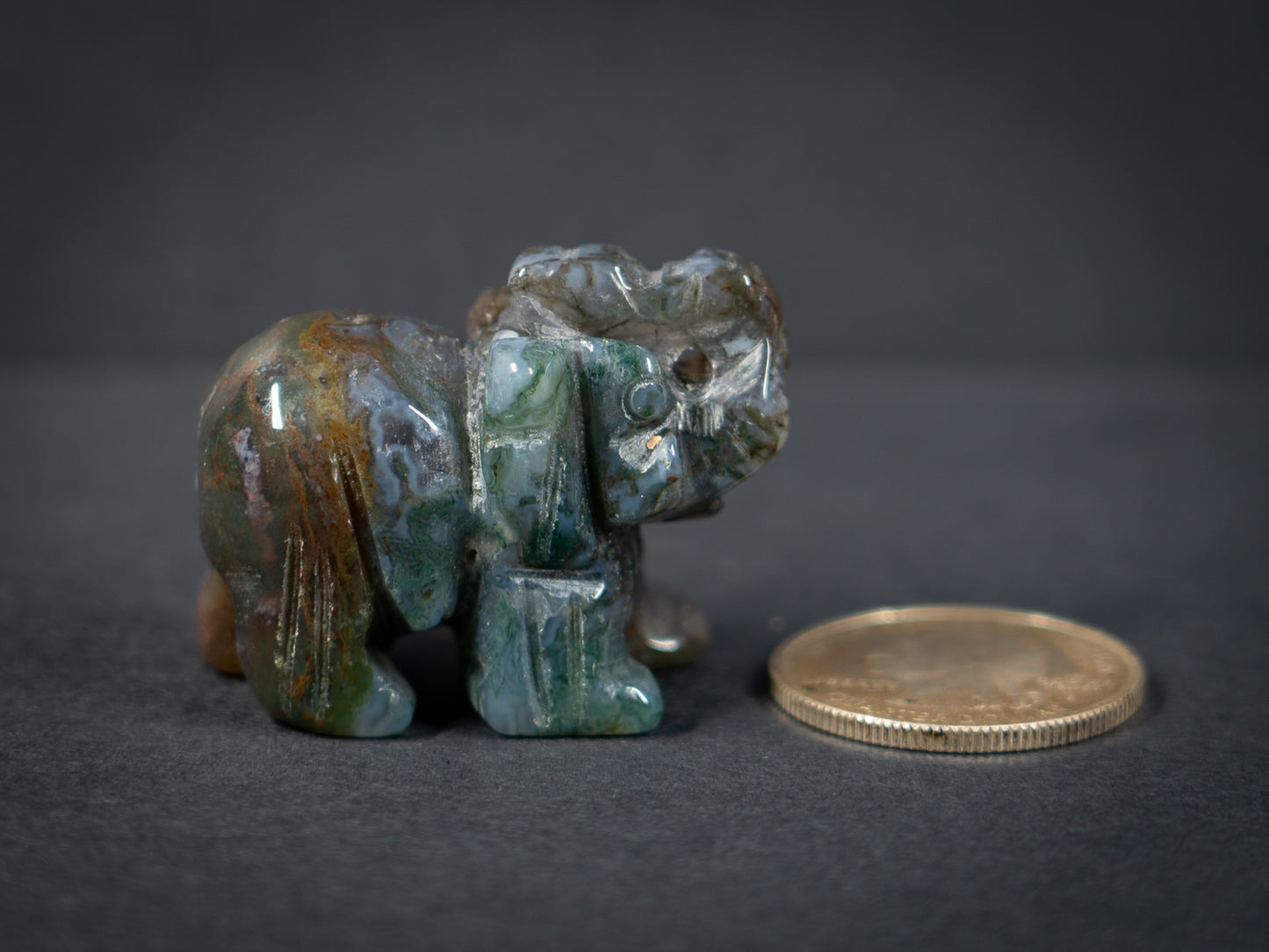 Moss Agate Elephants