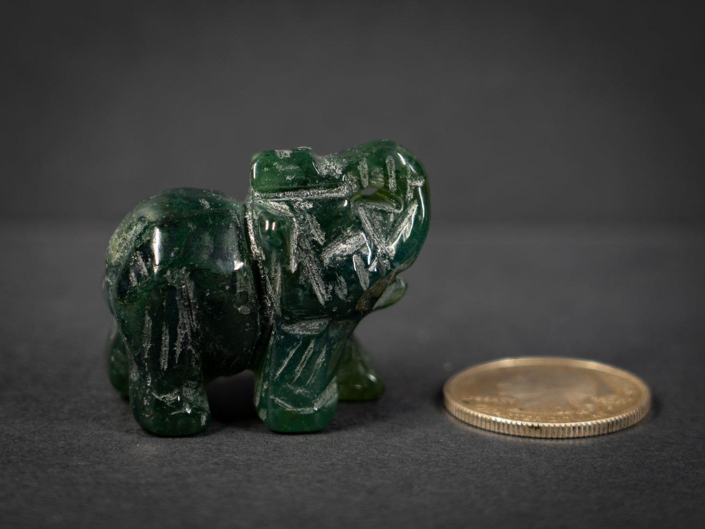 Moss Agate Elephants