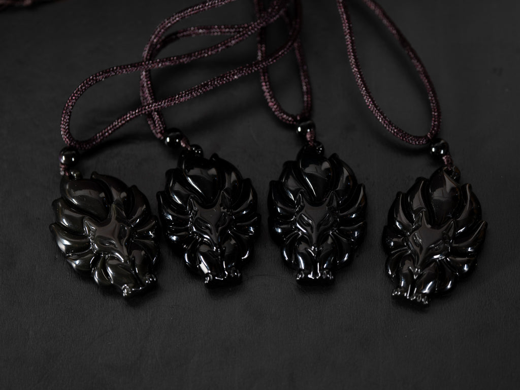 Rainbow Obsidian Kitsune Necklace