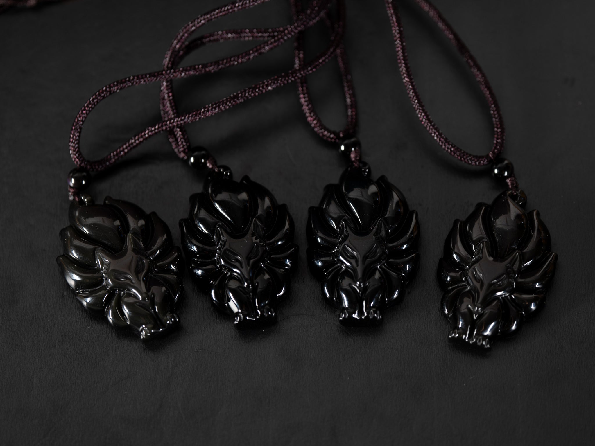 Rainbow Obsidian Kitsune Necklace