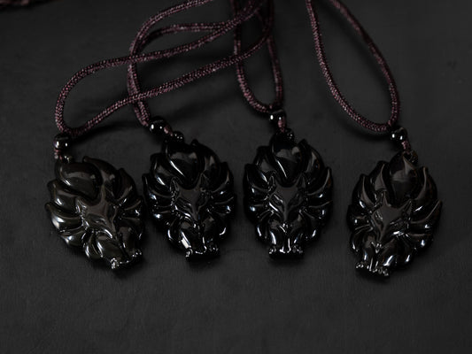 Rainbow Obsidian Kitsune Necklace