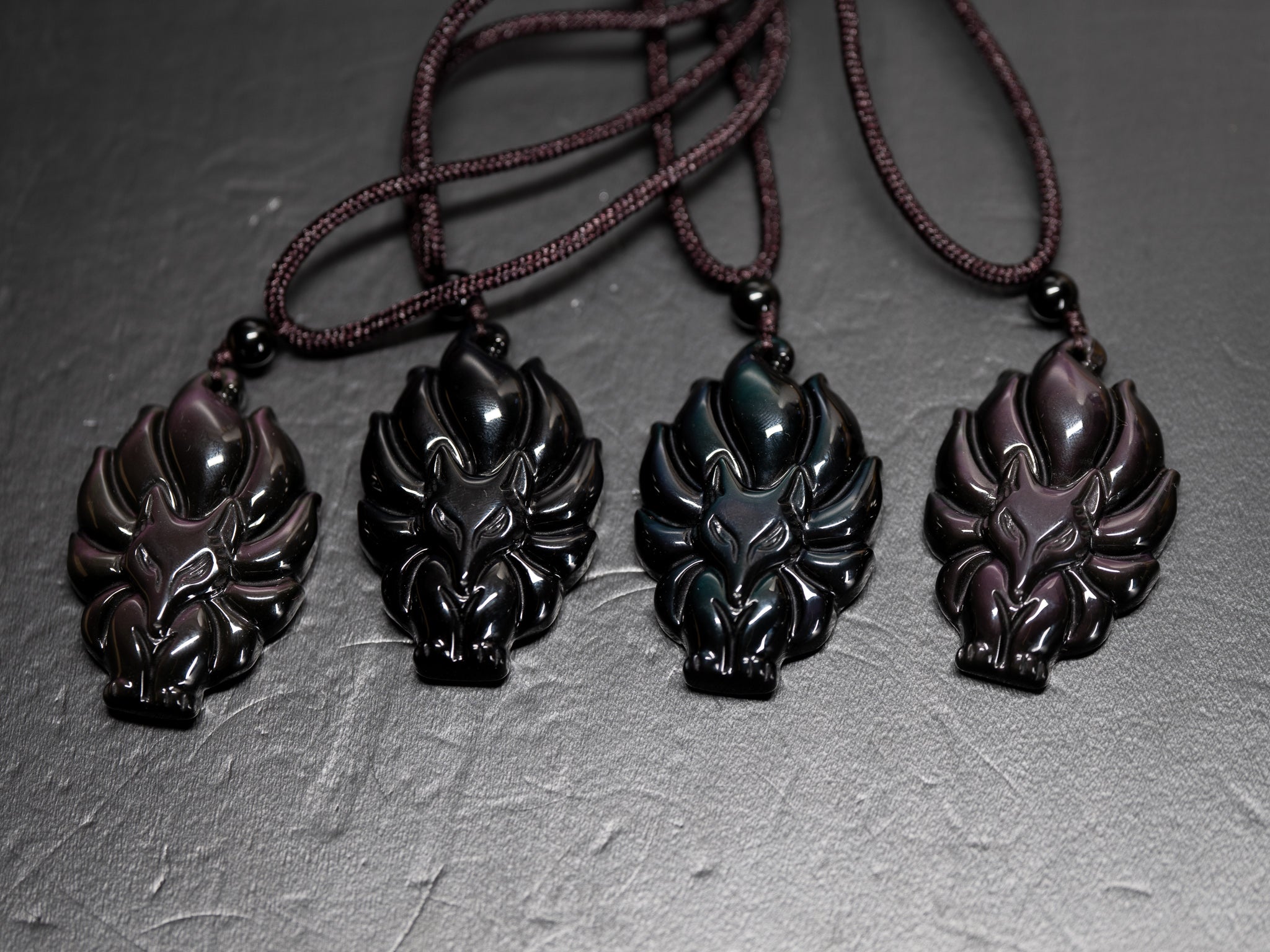 Rainbow Obsidian Kitsune Necklace