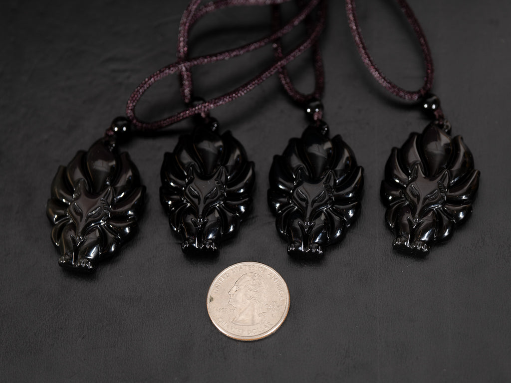 Rainbow Obsidian Kitsune Necklace