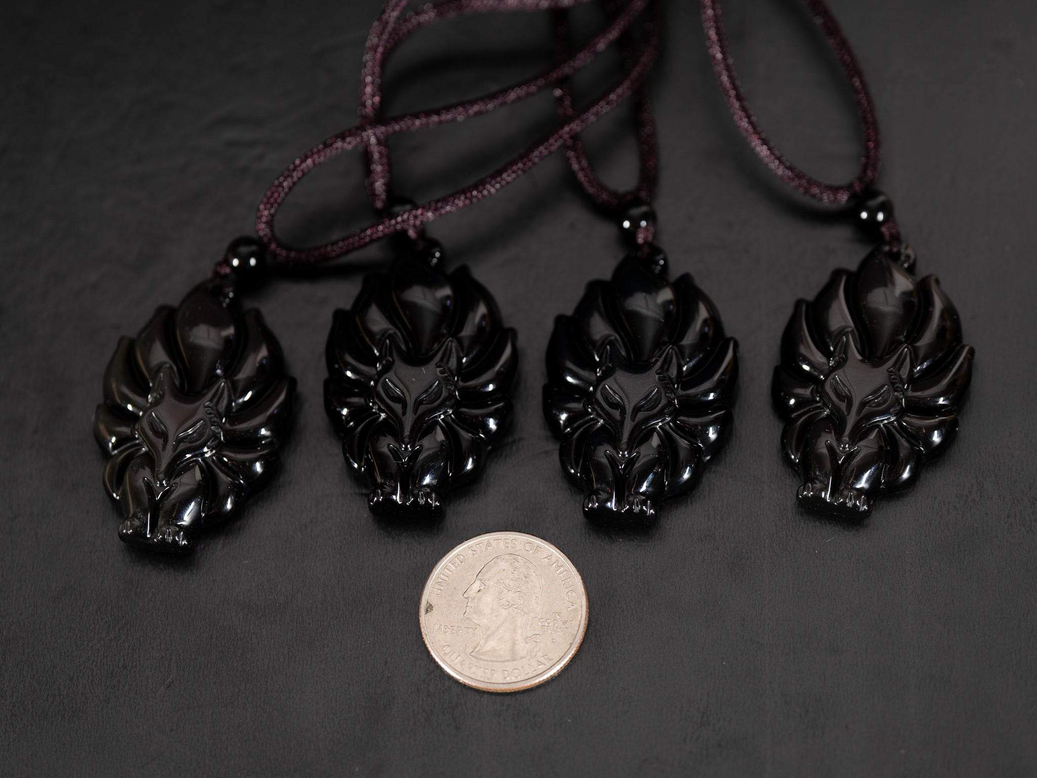 Rainbow Obsidian Kitsune Necklace