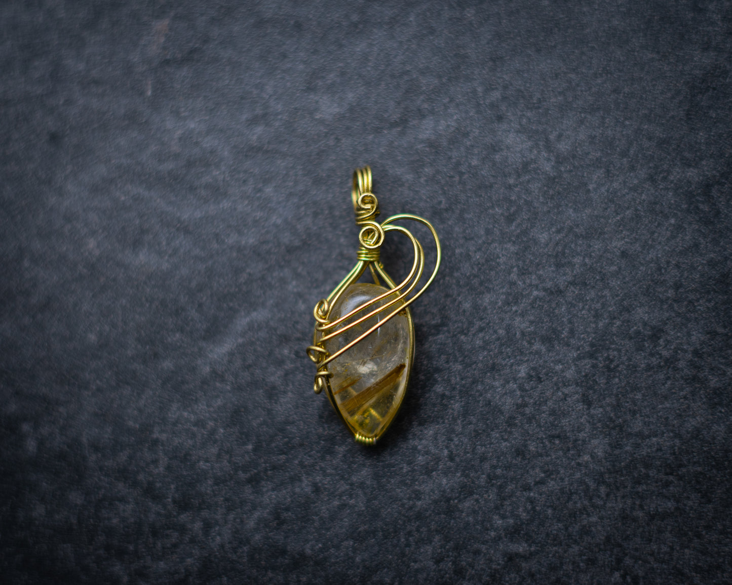 Gold rutile quartz necklace, the gypsy noir, gemstone necklace, rutile quartz necklace