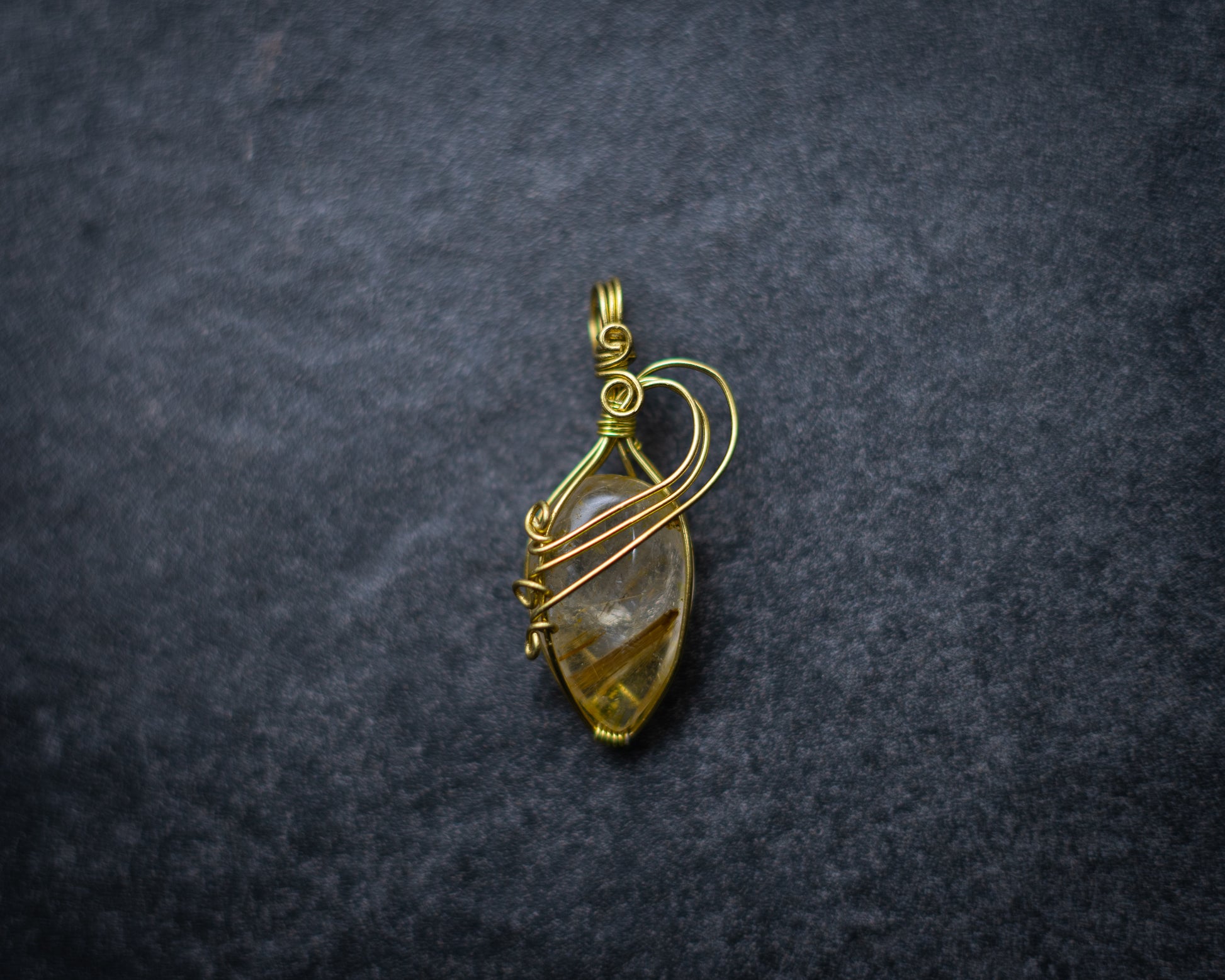 Gold rutile quartz necklace, the gypsy noir, gemstone necklace, rutile quartz necklace