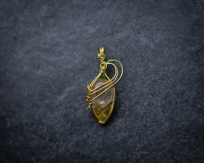 Gold rutile quartz necklace, the gypsy noir, gemstone necklace, rutile quartz necklace