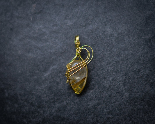 Gold rutile quartz necklace, the gypsy noir, gemstone necklace, rutile quartz necklace